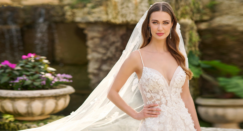 Signature Christian bridal A-line gown in net carried by bride Elizabe –  Kavani Bridal Wear