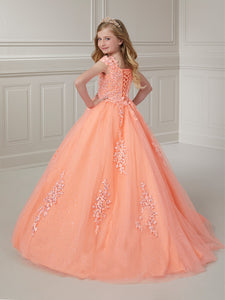 Shimmering Sequin Lace And Glitter Tulle Ball Gown In Hot Coral