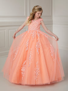Shimmering Sequin Lace And Glitter Tulle Ball Gown In Hot Coral