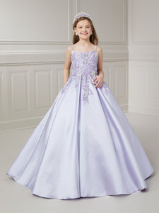 Beaded Lace And Box Pleated A-Line Mikado Ball Gown In Lilac