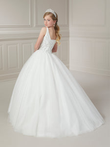 Sequin And Sparkle Tulle Ball Gown With Detachable Beaded Sheer Cape Sleeves In Ivory