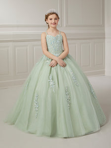 Lace Applique And Glitter Tulle Ball Gown In Meadow