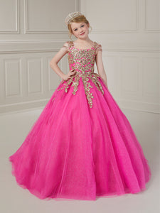 Sequin Lace And Shimmer Tulle Ball Gown In Fuchsia Gold