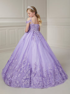 Embroidered Butterfly Cold Shoulder Tulle Ball Gown In Lilac