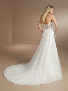 Lace And Tulle Strapless Sweetheart A-Line With Detachable Sleeves In Ivory/Light Champagne In Ivory Ivory