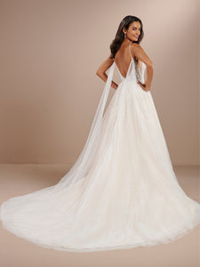 Beaded Lace A Line Wedding Gown In Ivory Almond