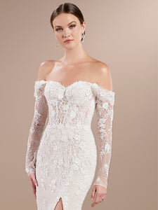 Strapless Slim Fitted Gown In Ivory Almond