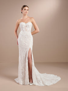 Strapless Slim Fitted Gown In Ivory Almond