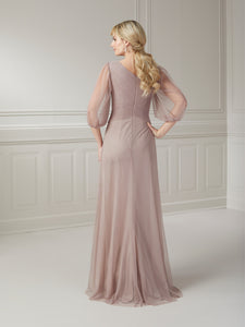 Artfully Pleated Ethereal Gown In Mink