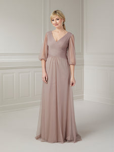 Artfully Pleated Ethereal Gown In Mink