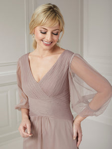 Artfully Pleated Ethereal Gown In Mink