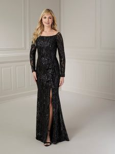 Shimmering Sequin Gown In Black