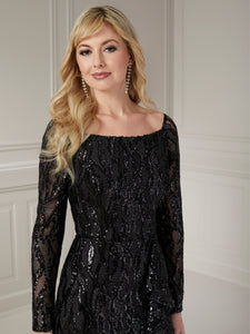 Shimmering Sequin Gown In Black