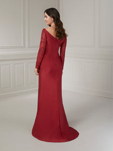 Stretch Jersey With Illusion Scoop Neckline In Wine