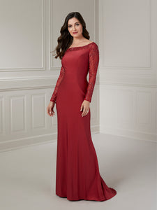 Stretch Jersey With Illusion Scoop Neckline In Wine