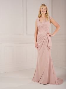 Scuba Jersey Surplice  Side Pleated Gwon In Rose Gold