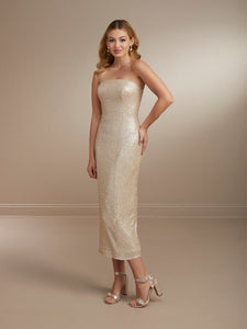 Strapless Allover Sequin Sheath Dress Shown In Rose Matte In Rose Matte