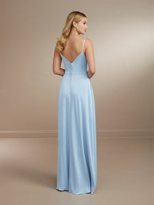 Cowl Neck Matte Charmeuse Gown Shown In Chambray In Chambray