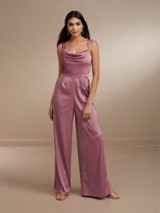 Cowl Neck Jumpsuit In Matte Charmeuse Shown In Romance In Romance