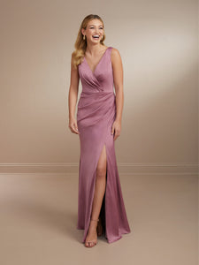 Surplice V-Neck Gown In Matte Charmeuse Shown In Romance In Romance