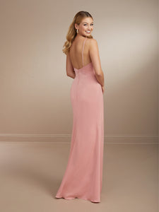 Gathered Front Tie Gown In Matte Charmeuse Shown In Canyon In Canyon