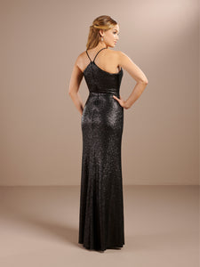 Cowl Neckline And High Racer Back Gown In Black Matte