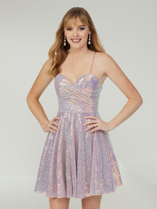 Sequin Short A-Line Dress In Lavender