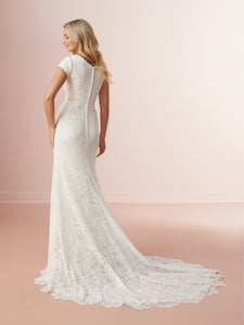 Allover Lace Fit And Flare Gown In Ivory Ivory