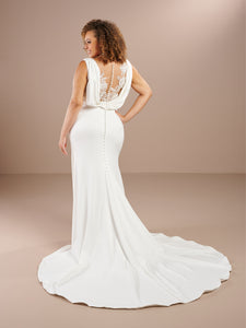 Empire Waist With Side Drape Jersey Gown In Ivory