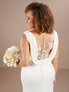 Empire Waist With Side Drape Jersey Gown In Ivory