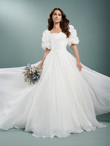 A Line Organza Ball Gown In Ivory