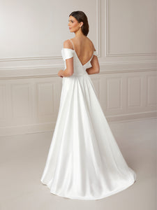 Draped Bodice A-Line Charmeuse Satin Gown N In Ivory In Ivory