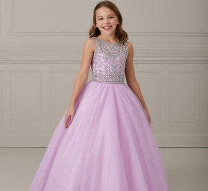 Sleeveless Tulle Hand-Beaded A-Line Dress In Lilac