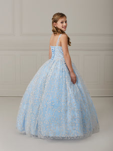 Glitter Floral Tulle A-Line Dress In Ivory Sky