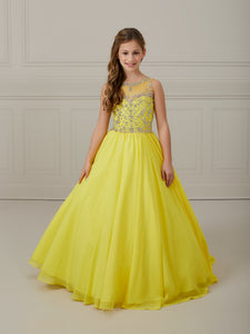 Sleeveless Chiffon Hand-Beaded A-Line Gown In Yellow