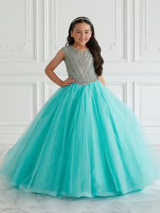 Sparkle Tulle And Beaded Gown In Aqua