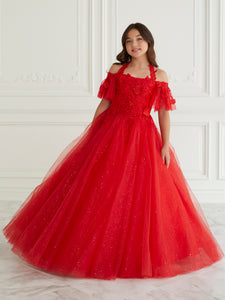 Lace And Tulle Off-The-Shoulder Gown In Red
