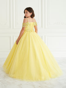 Beaded And Tulle A-Line Gown In Yellow