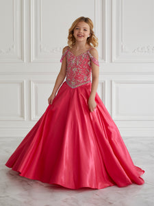 Shimmer Satin A-Line Gown In Fuchsia