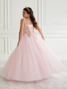 Lace And Tulle A-Line Gown In Pink Gold