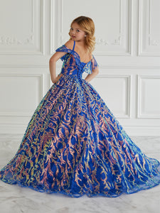Sequin Off-The-Shoulder Gown In Royal