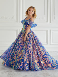 Sequin Off-The-Shoulder Gown In Royal
