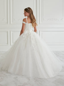 Lace And Tulle Off-The-Shoulder Gown In Ivory