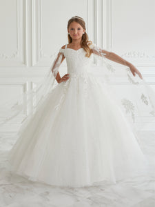 Lace And Tulle Off-The-Shoulder Gown In Ivory