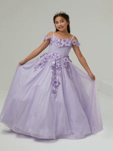 Glitter Tulle And Lace Off-The-Shoulder Gown In Lilac