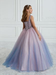 Hand-Beaded And Ombre Tulle Gown In Blue Ombre