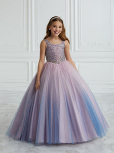 Hand-Beaded And Ombre Tulle Gown In Blue Ombre