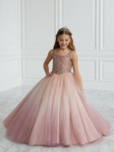 Hand-Beaded And Ombre Tulle Gown In Blush Ombre