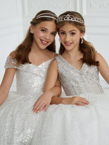 Hand-Sequined Off-The-Shoulder A-Line Gown In Ivory