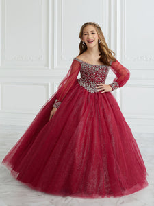 Hand-Beaded And Tulle A-Line Gown With Detachable Sleeves In Mahogany